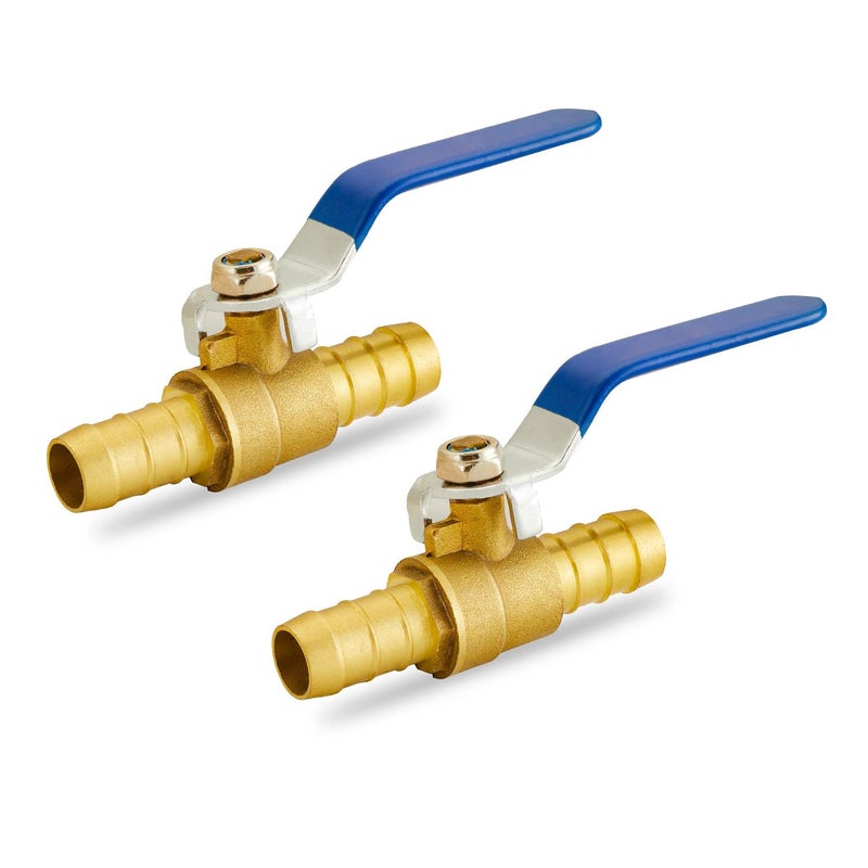 Yoebor Metalwork Forged Brass Full Port Shut Off PEX Ball Valve, 5/8" Barb x 5/8" Barb, 90 Degree, 2 Pcs - Image 1